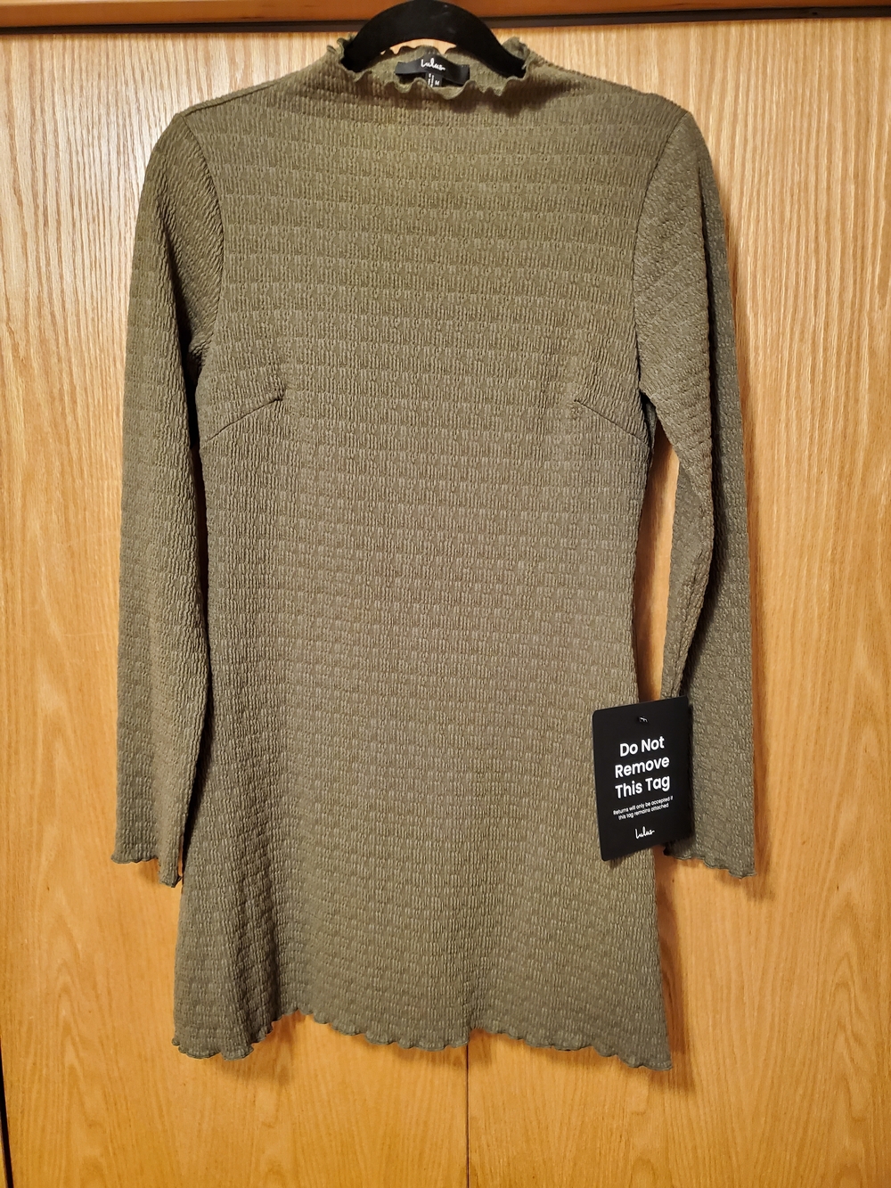 NWT Lulu's Olive Green Textured Mini  Dress